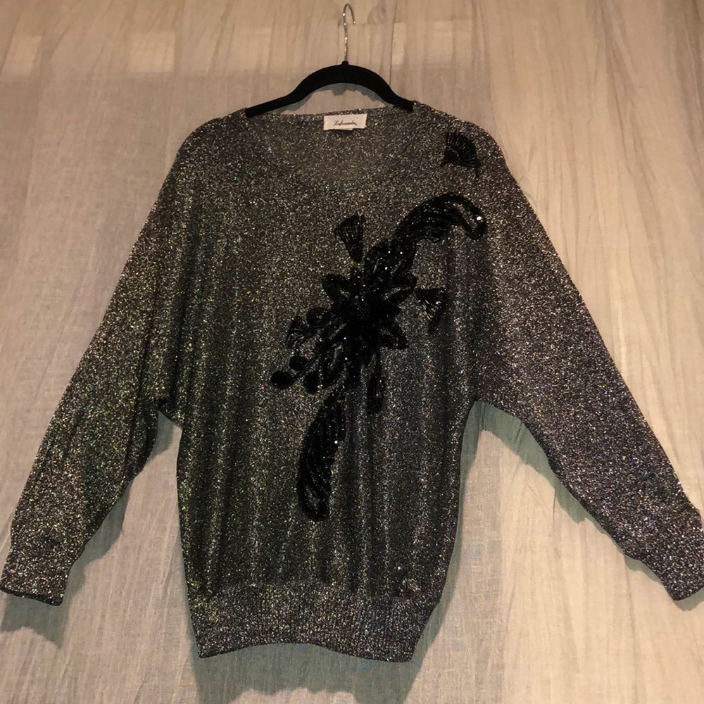 Vintage 80’s batwing, sequin, metallic thread beauty